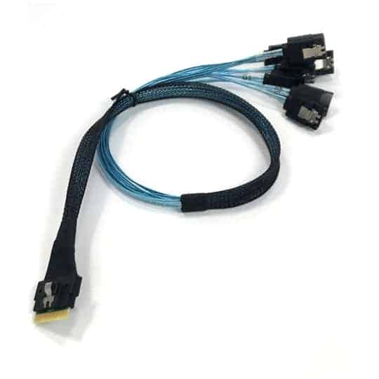 1m SlimSAS 8i SFF-8654 to 8x SATA Cable